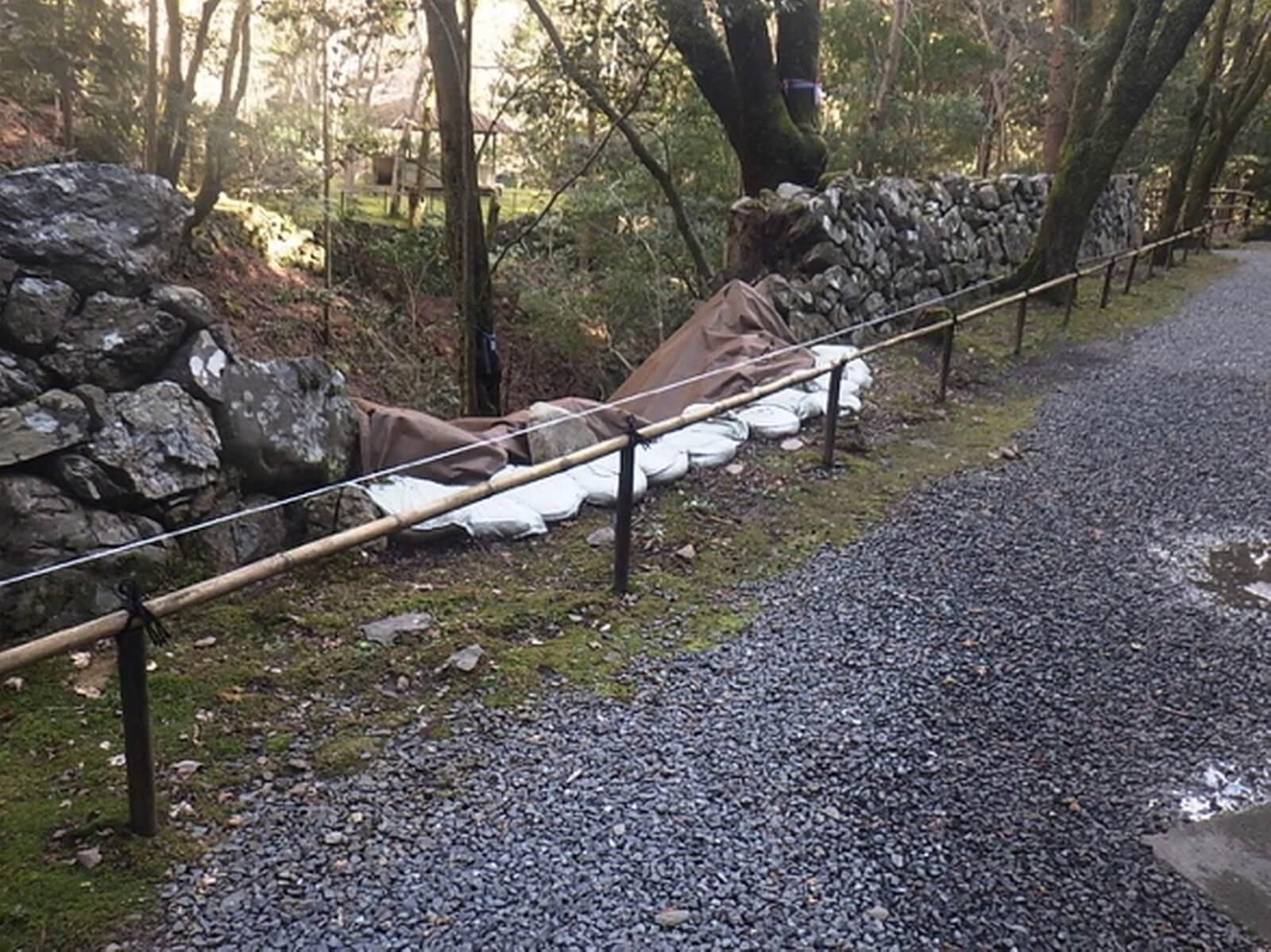 Stone wall area before repair